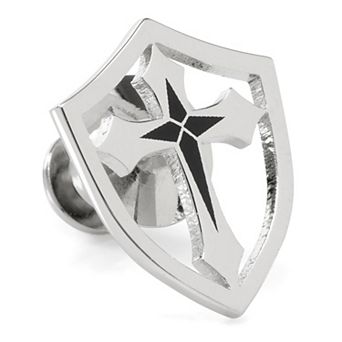 Stainless Steel Cross Shield Lapel Pin
