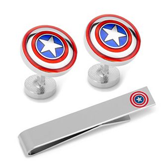 Captain America Cufflinks And Tie Bar Gift Set