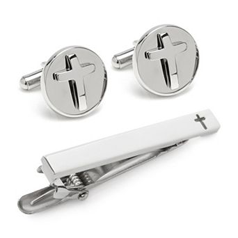 Cross Stainless Steel Cufflinks And Tie Clip Gift Set