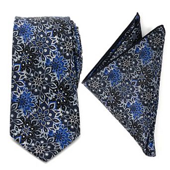 Navy Floral Tie And Pocket Square Gift Set