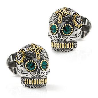 Sterling Silver And Gold Day Of The Dead Skull Cufflinks