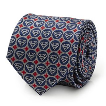 Superman Shield Motif Gray Men's Tie