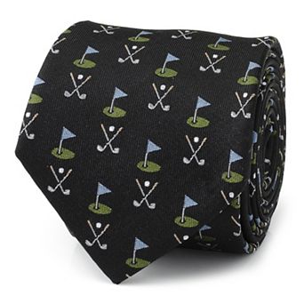 Golf Course Black Silk Men's Tie