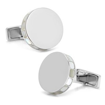 Stainless Steel Mother Of Pearl Mosaic Engravable Cufflinks