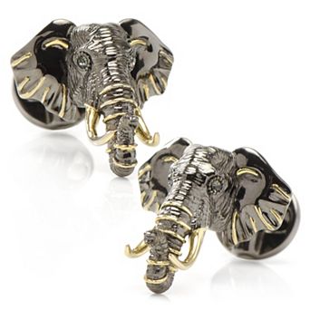 Sterling Silver And 14k Gold Elephant Cufflinks