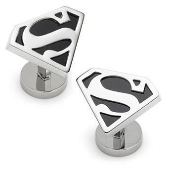 Superman Black Onyx Stainless Steel Cufflinks