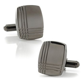 Stainless Steel Tartan Plaid Cufflinks