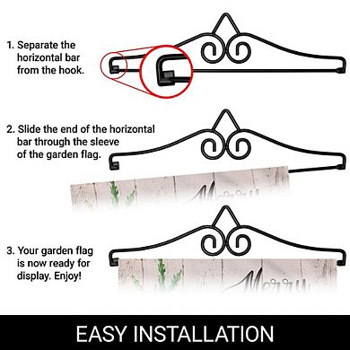 G128 Combo Set: Garden Flag Hanger And Garden Flag Merry Christmas Santa Gnome With Present 12"x18"