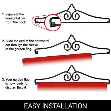 G128 Combo Set: Garden Flag Hanger And Warm And Fuzzy Holiday Wishes Wagon With Gifts 12"x18"