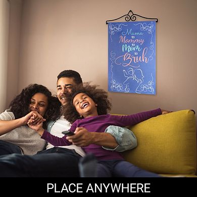 G128 Combo Set: Garden Flag Hanger And Garden Flag Mama To Mommy To Mom To Bruh 12"x18"