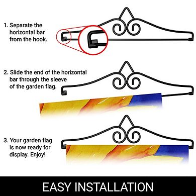 G128 Combo Set: Garden Flag Hanger And Garden Flag Family Friends Sunflowers 12"x18"