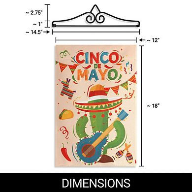 G128 Combo Set: Garden Flag Hanger And Garden Flag Cinco De Mayo Cactus 12"x18"