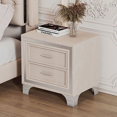 Merax 2-drawer Nightstand With Metal Legs