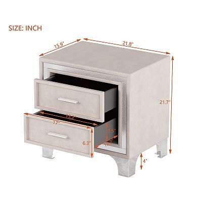 Merax 2-drawer Nightstand With Metal Legs
