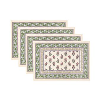 Elrene Home Fashions Nomad Harvest Block Print Placemats, 13"x19", Set Of 4