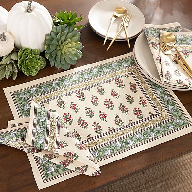 Elrene Home Fashions Nomad Harvest Block Print Placemats, 13"x19", Set Of 4
