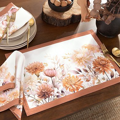 Elrene Home Fashions Autumn Blooms Napkins, 17"x17", Set Of 4