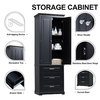 Merax Bathroom Cabinet With Three Drawers