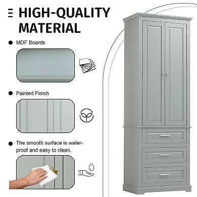 Merax Bathroom Cabinet With Three Drawers