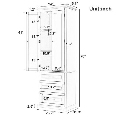 Merax Bathroom Cabinet With Three Drawers