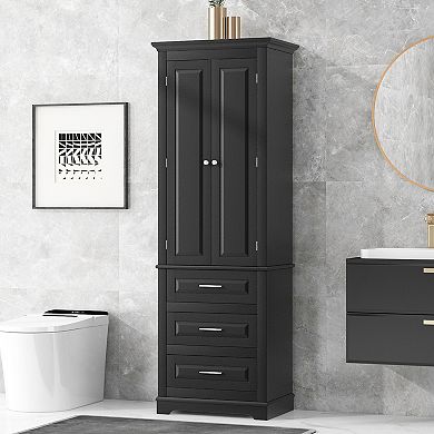 Merax Bathroom Cabinet With Three Drawers