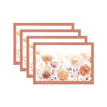 Threadmade Autumn Blooms Placemats, 13"x19", Set Of 4