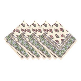 Elrene Home Fashions Nomad Harvest Block Print Napkins, 17"x17", Set Of 4