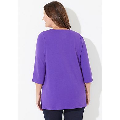 Catherines Women's Plus Size Ultra-Soft Square-Neck Tee