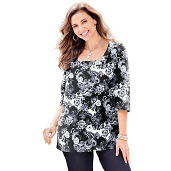 Catherines Women's Plus Size Ultra-Soft Square-Neck Tee