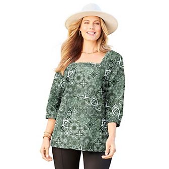 Catherines Women's Plus Size Ultra-Soft Square-Neck Tee