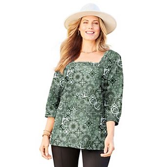 Catherines Women's Plus Size Ultra-soft Square-neck Tee