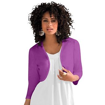 Roaman's Women's Plus Size Bolero Cardigan With Three Quarter Sleeves