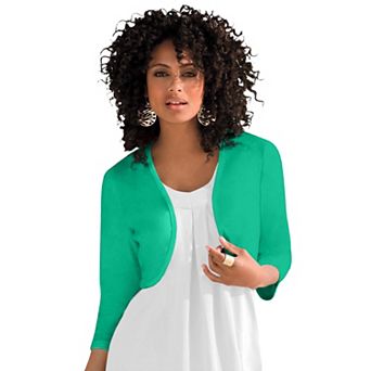 Roaman's Women's Plus Size Bolero Cardigan With Three Quarter Sleeves