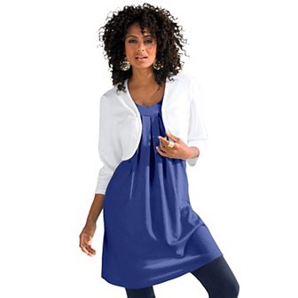 Roaman's Women's Plus Size Bolero Cardigan With Three-Quarter Sleeves