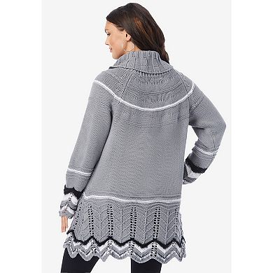 Roaman's Women's Plus Size Chevron Border Sweater