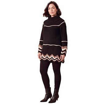 Roaman's Women's Plus Size Chevron Border Sweater