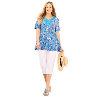 Catherines Women's Plus Size Collar Trim Swing Tunic
