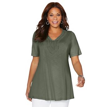 Catherines Women's Plus Size Collar Trim Swing Tunic