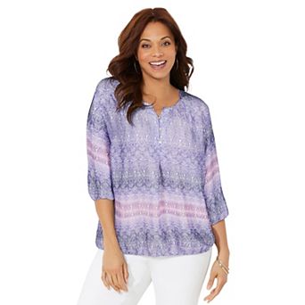 Catherines Women's Plus Size Santa Fe Peasant Top