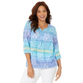 Catherines Women's Plus Size Santa Fe Peasant Top