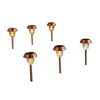 Brylanehome Set Of 6 Copper Finish Solar Pathway Lights