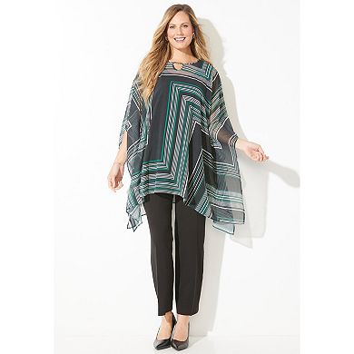 Catherines Women's Plus Size Keyhole Georgette Poncho