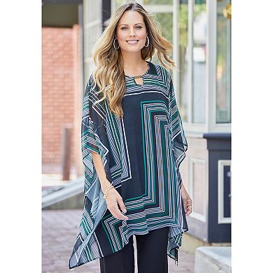 Catherines Women's Plus Size Keyhole Georgette Poncho