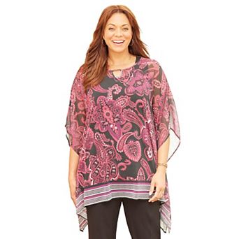 Catherines Women's Plus Size Keyhole Georgette Poncho