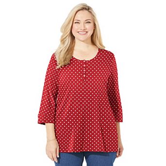 Catherines Women's Plus Size Liz&Me Knit Henley Top
