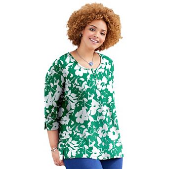 Catherines Women's Plus Size Liz&Me Knit Henley Top
