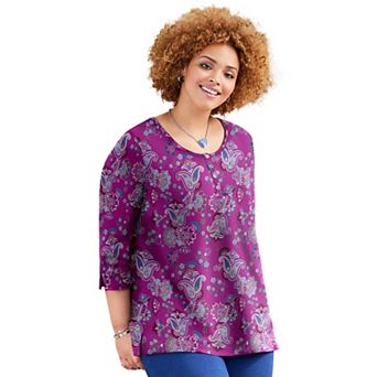 Catherines Women's Plus Size Liz&Me Knit Henley Top