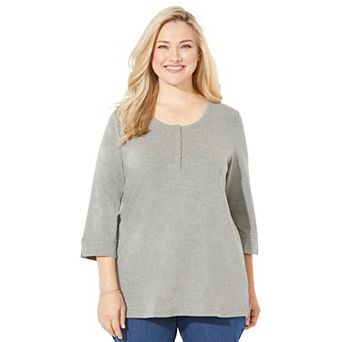 Catherines Women's Plus Size Liz&Me Knit Henley Top