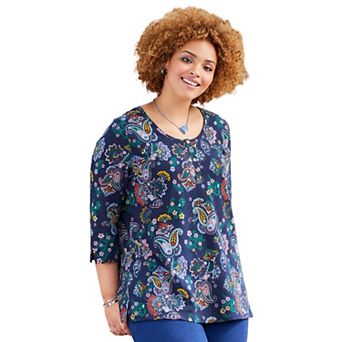 Catherines Women's Plus Size Liz&Me Knit Henley Top