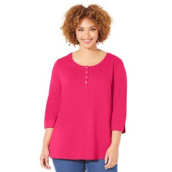 Catherines Women's Plus Size Liz&Me Knit Henley Top